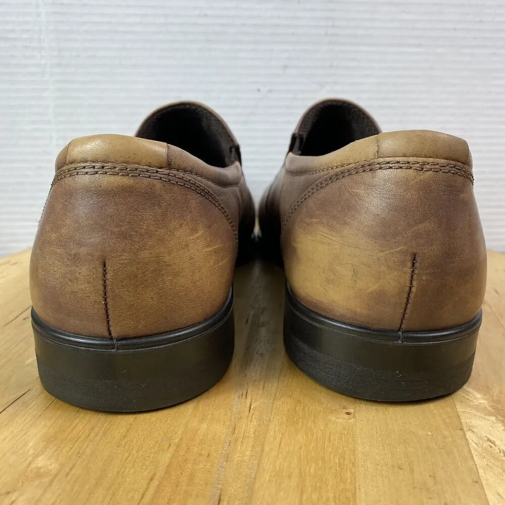 ECCO Slip On Leather Loafer Dress Shoes Distressed Brown Casual Men’s 10 US A61